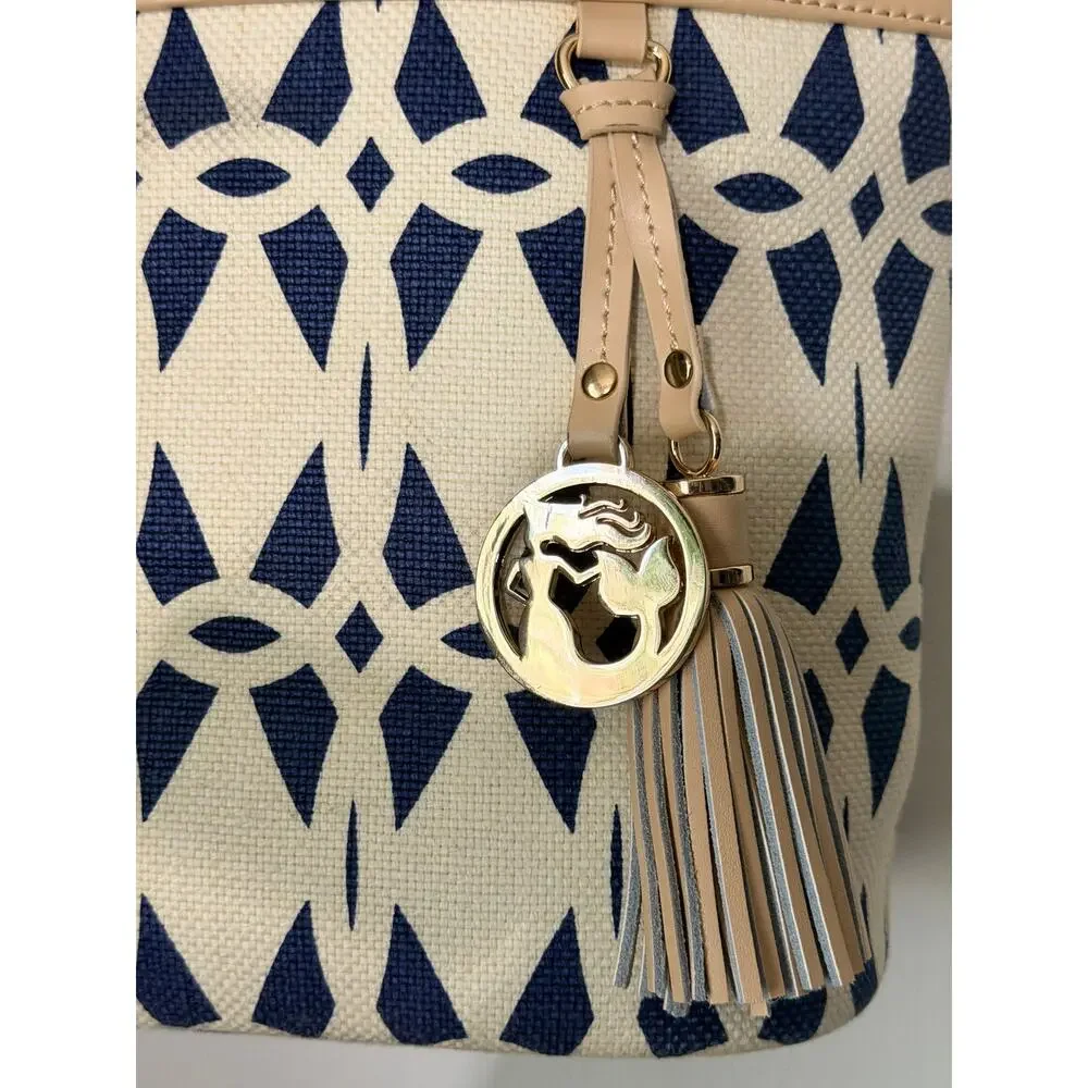 Spartina 449 Tybrisa Day Tote Navy Ivory Geometric Top Handle Purse